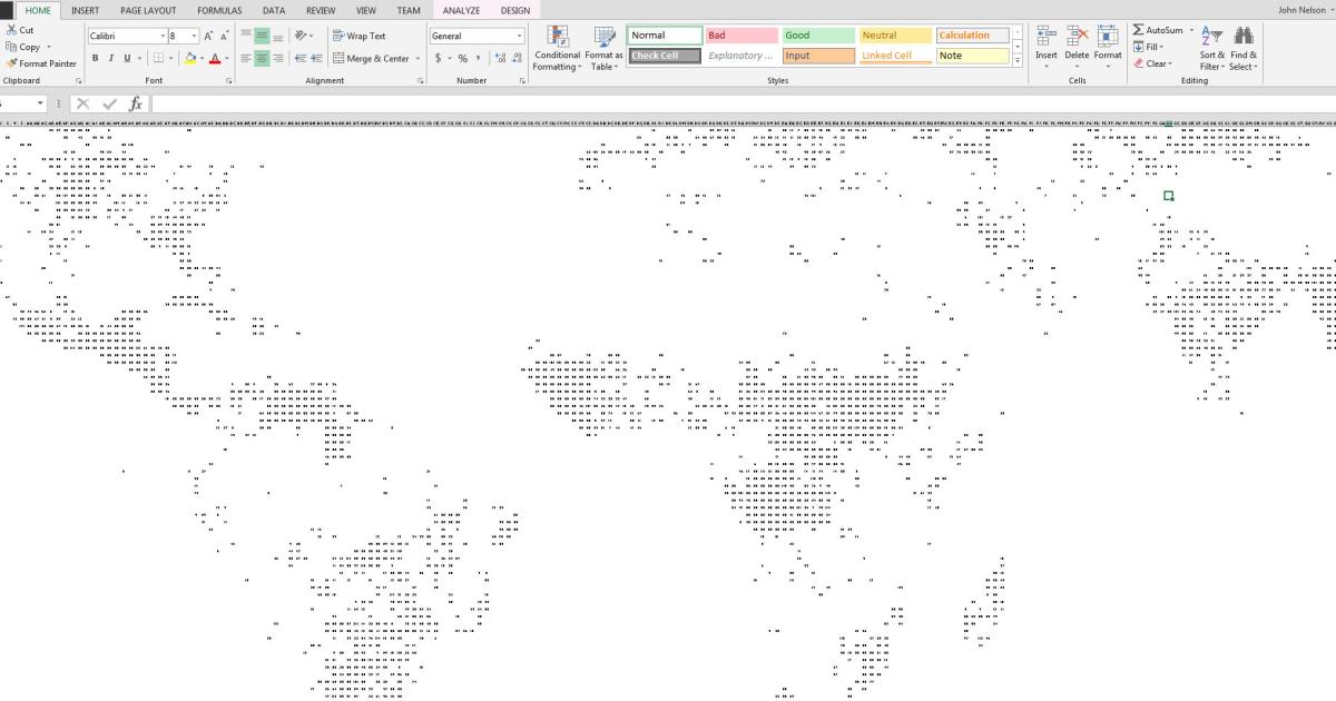 bản đồ pivot table chưa được định dạng